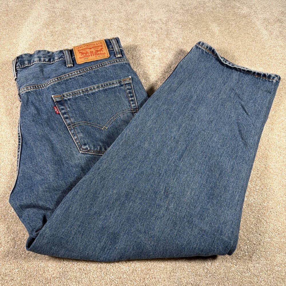 Levis 550 Mens Straight Leg Blue Jeans 42 X 29 (FITS 41 X 29) Cotton Denim